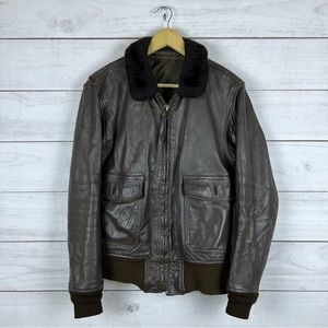 Vintage G-1 US Navy Leather Scovill Zipper Bomber Jacket fits like Medium